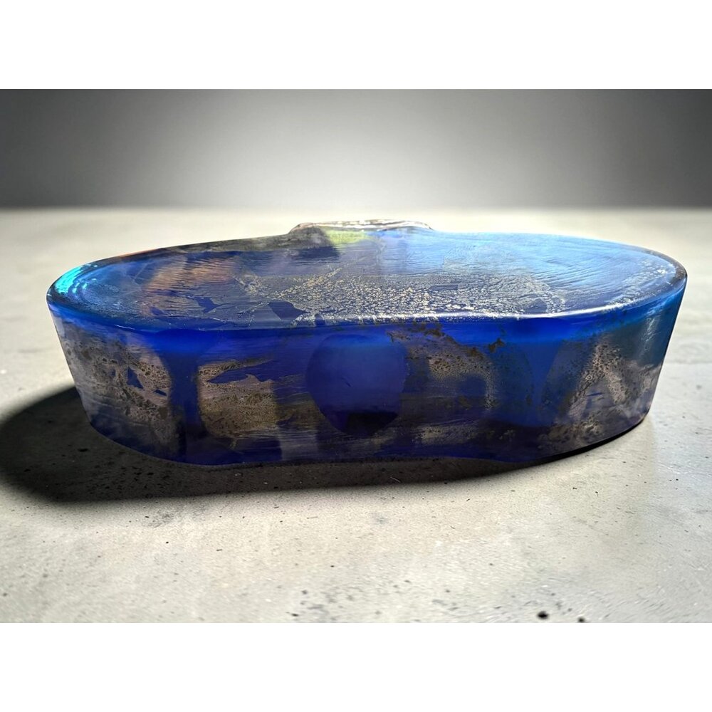 Charlie Meaker MCM Art Glass Large Blue Azurene Vase - Picture 10 of 10